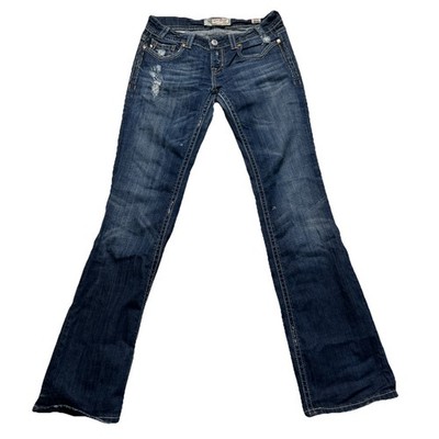 Y2K Mek Denim Jeans OAXACA Boot Cut 28/34 Distressed Low Rise Thick Stitch Nice