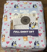 Bluey Bingo Hearts Twin Sheet Kids Set 4 pieces