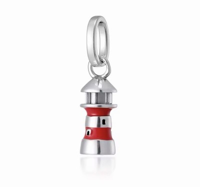 925 Silber Leuchtturm Charms Armband Rot Emaille Anhänger Tauchperle Geschenk