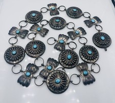 Vintage Navajo Sterling Silver Blue Turquoise Large Concho Belt 242.5 Grams