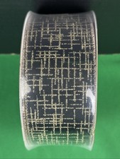 Member's Mark Premium Wired Edge Holiday Ribbon 2.5" Wide x 50 Yds Black  Gold