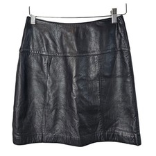 Vintage Valerie Stevens Leather Mini Skirt Womens Size 6 Black Biker Whimsygoth