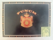 25 Count Punch Double Corona Empty Cigar Wood Trimmed Box Spanish Honduras Vtg