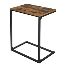 C Shape End Table, Small Coffee Table for Couch Or Sofa, Industrial Side Tabl...
