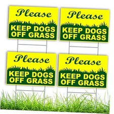 Keep Dogs Off Grass Signs for Yard, 4 Pack Please Curb Your Pet, No Pooping No