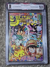 BGS 9 Shonen Jump Pokémon One piece Vol.1 Luffy & Pikachu #36-37 Graded 