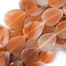 32mm natural carnelian flat teardrop beads 14" strand