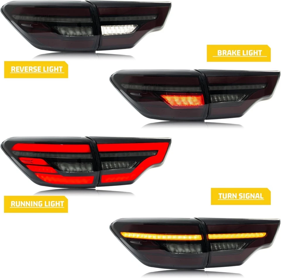 Luces traseras LED para Toyota Highlander 2015-2019 con par de intermitentes secuenciales Foto 2 de 4