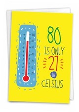 - 80th Happy Birthday Card Funny - 80 Year Old Celebration, Celsiuss 80