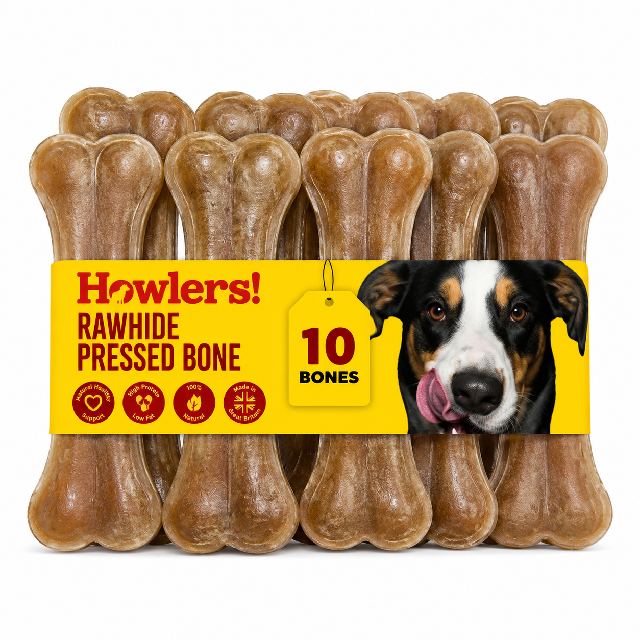 10x Rawhide Pressed Knuckle Bones Dog Chews Treats 8.5” Dental Chew Bones