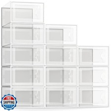SEE SPRING 12 Pack Shoe Storage Box, Clear Plastic Stackable Shoe