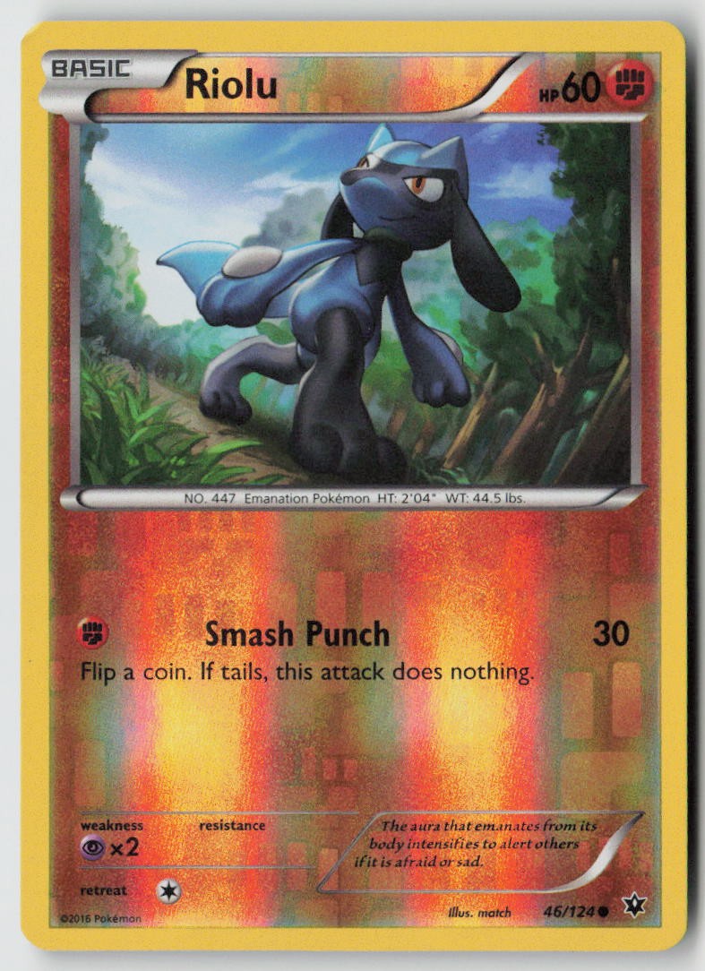 Riolu (46) 46/124 - XY - Fates Collide Reverse Holo - PTCG - LP