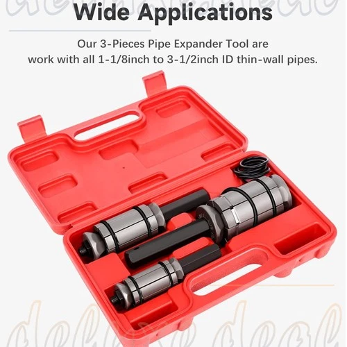 3pcs Muffler Exhaust Expander Tail Pipe Set Pipe Dent Remover Expander Tool Kit