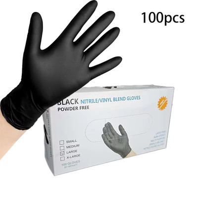 Black Nitrile Gloves 100pcs Powder Free Latex Free Disposable Food Safe