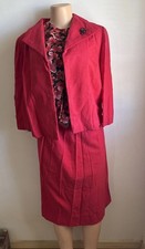 Vintage 1950  s Handmade Women  s Clothing Red Suit W Skirt Zipper Needs Replaced