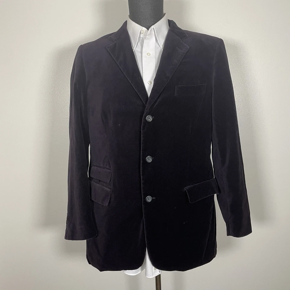 Merona Sport Coat Mens 42R Purple Soft Cotton Velvet Three Buttons Surgeons - Image 2 of 4