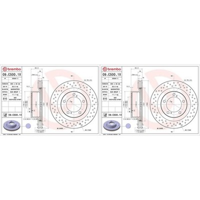 2x brembo XTRA SPORTBREMSSCHEIBEN 355mm GELOCHT/INNENBEL. VORNE passend für TOYO