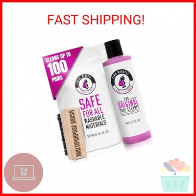 Pink Miracle Shoe Cleaner Kit with Bottle and Brush For Fabric Cleaner For Leath