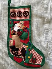 Completed Bucilla Felt 20" Santa is Here Christmas Stocking Cowboy Cactus