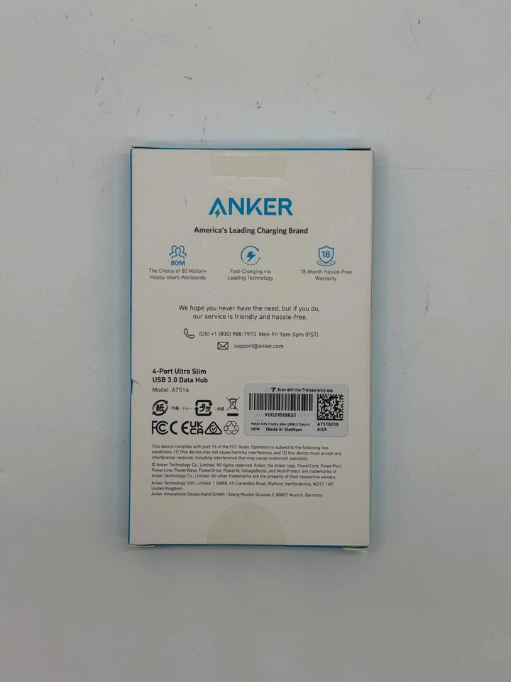 Anker 4-Port USB 3.0 Ultra Slim Data Hub Black A7516 - New In Box - Image 2 of 3