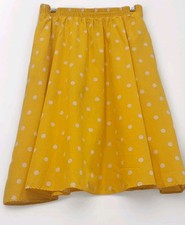 VTG Jacqueline Ferrar Med Yellow Polka-dot Midi Skirt Stretch Waist Made in USA