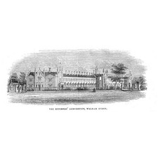 LONDON Butchers Almshouses at Walham Green - Antique Print 1843