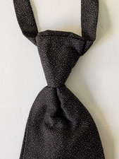 Black Silver Speckled Silk Pre Tied Ascot Cravat Plastron Wedding Tie Italy
