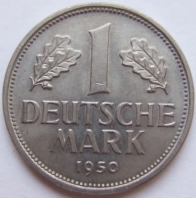 Münze Bundesrepublik Deutschland 1 Deutsche Mark 1950 D in fast Stempelglanz - Bild 1 von 2