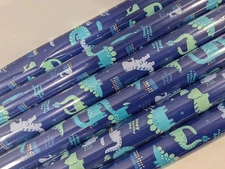 Spritz Dinosaur Blue 50 Sq Ft Roll Birthday Party Wrapping Paper - 6 Rolls