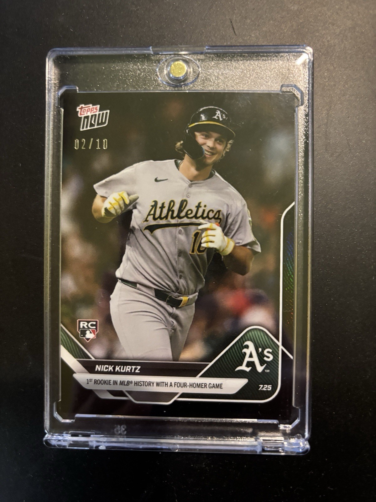 2025 TOPPS NOW NICK KURTZ #464 1ST ROOKIE WITH 4 HR GAME PSA 10