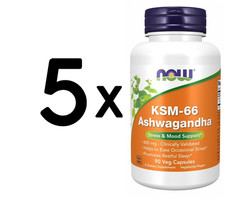 5 x NOW Foods KSM-66 Ashwagandha - 90 vcaps (266,64 EUR/kg)