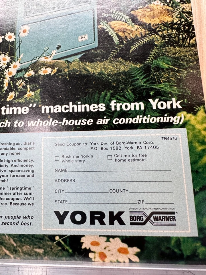 1976 York Springtime Machines Flower Air Conditioner HVAC Vintage Print Ad Borg - Image 3 of 3