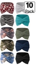 10 PCS Extra Wide Turban Headbands for Women, Non-Slip Head BandsSoft Stretch...