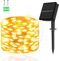 Solar Lichterkette Aussen, 5M 50 Led Kupferdraht 8 Modi Timer IP65 Wetter