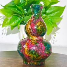 1.67LB  Colorful Jade Flower Vase Collection Decoration Treatment Stone