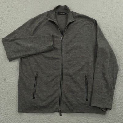 Ralph Lauren Black Label Jacket Mens Large Wool Full Zip Charcoal Luxury Sweater