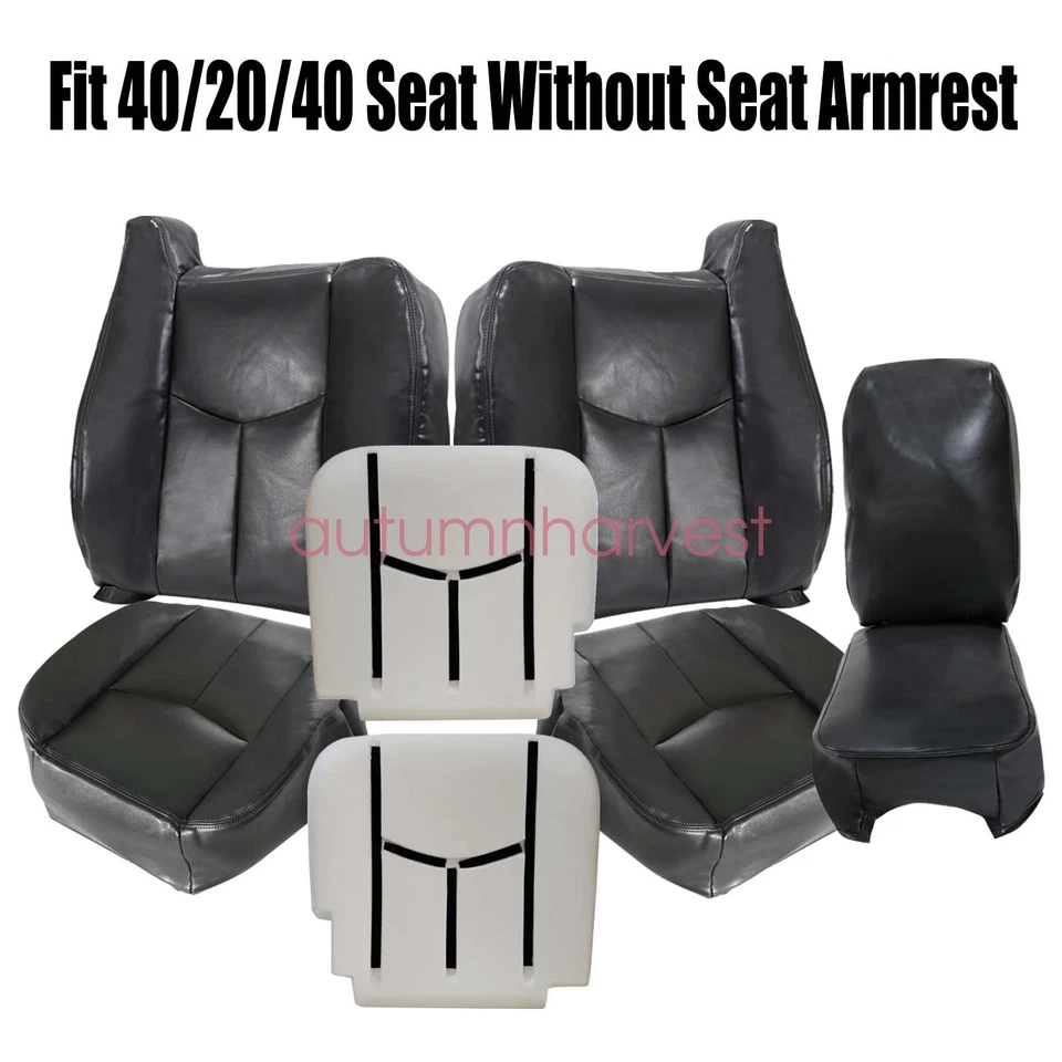 Cubierta de asiento de cuero de repuesto delantera/gris espuma para Chevy Silverado 2003-2006 Foto 4 de 4