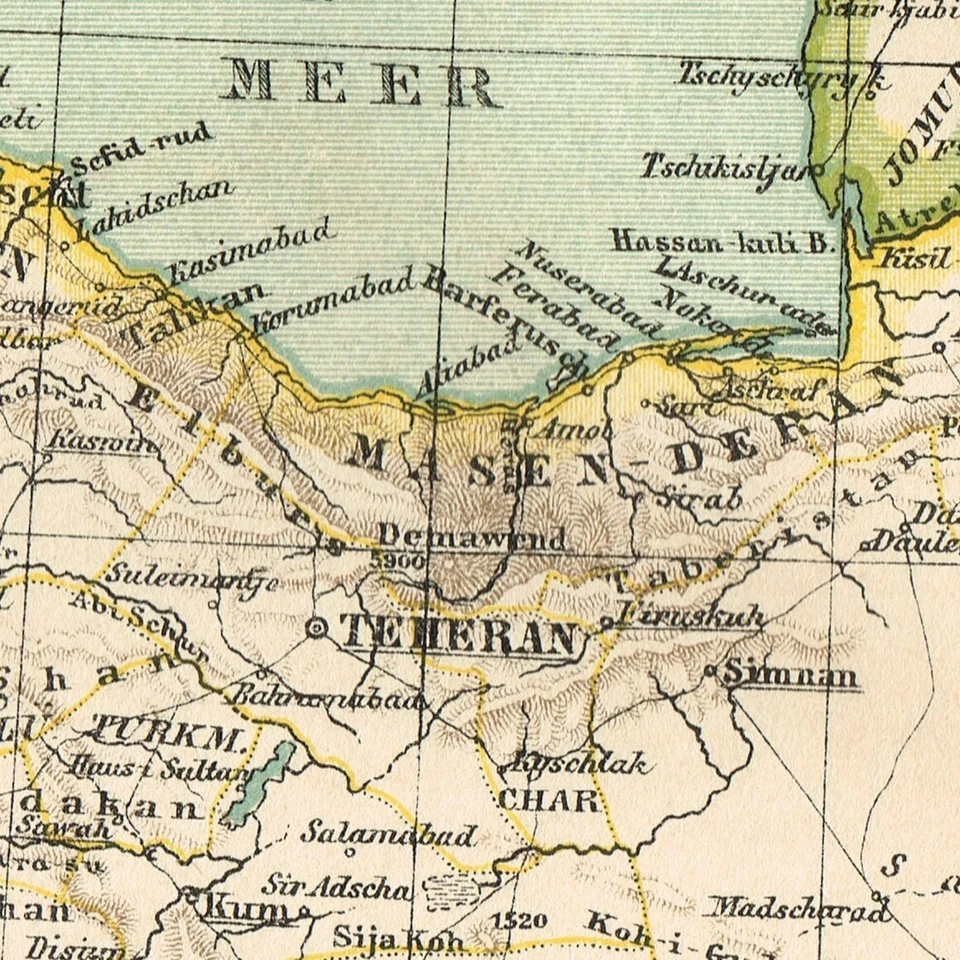 Irán Irak Persia AFGANISTÁN Mapa Original 1894 Bagdad Teherán Foto 4 de 4