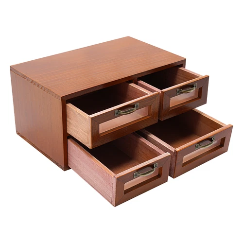 Organizador de Escritorio con Cajones Armario de Almacenamiento de Escritorio de Madera Caja de Almacenamiento, 4 Cajones - Imagen 9 de 18