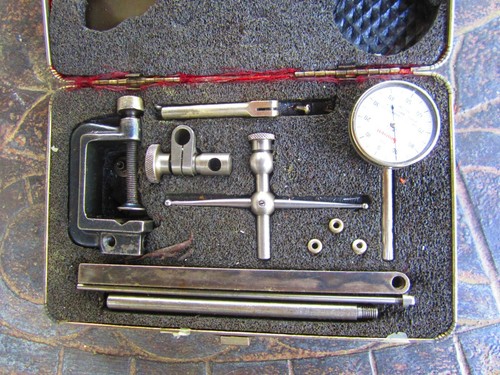 STARRETT No 196 DIAL INDICATOR SET W/BACK PLUNGER,AND CASE