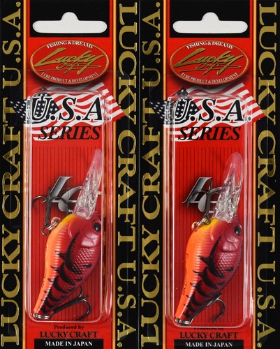 (LOT OF 2) LUCKY CRAFT FAT MINI DR 1/3OZ FATMINIDR-1714 CHAMELEON RD CRAW E1102
