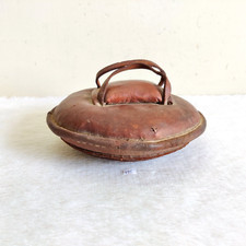 Vintage Handcrafted Brown Real Leather Shield Decorative Collectible 495