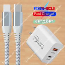 For iPhone 14 13 12 11 Pro XR PD Fast Charger Cord 20W USB-C Power Adapter Block