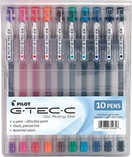 PILOT G-Tec-C Gel Ink Rolling Ball Pens, Ultra Fine Point Assorted Color 10 PK