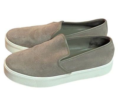 Vince Suede Platform Slip-On Sneakers Women s Size 8M Taupe Brown EUC