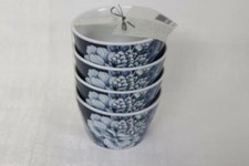 222 FIFTH ALEXANDRA BLUE FLORAL DESSERT/ALL PURPOSE BOWLS - NEW - SET OF 4