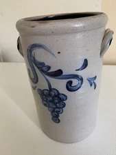 1998 Rowe Pottery Hand Thrown Grape Vine Wine Crock