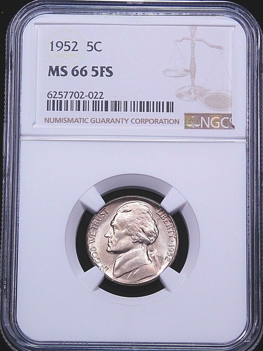 1952 P Jefferson Nickel NGC MS66 5FS Full Steps EXTREMELY RARE