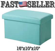 Inoutdoorkit Small Foldable Leather Storage Ottoman Bench 16"x10"x10"