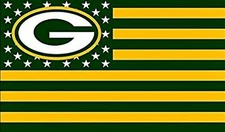 2 Green Bay Packers Stars & Stripes Flag Waterproof Vinyl Stickers 5x3  Decal